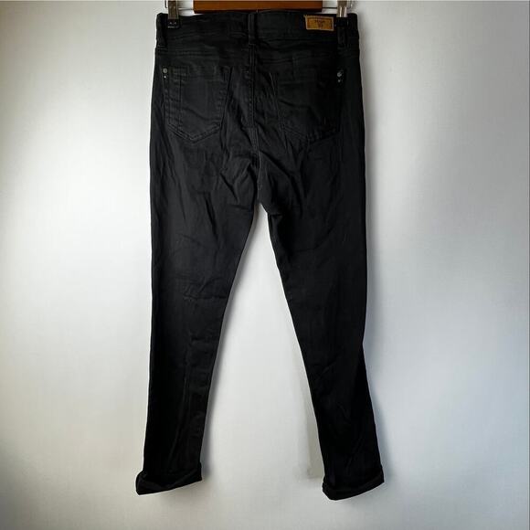 Hart Denim The Bandit Destroyed BF Cuff Distressed Black Jeans Size 25 - Picture 4 of 7